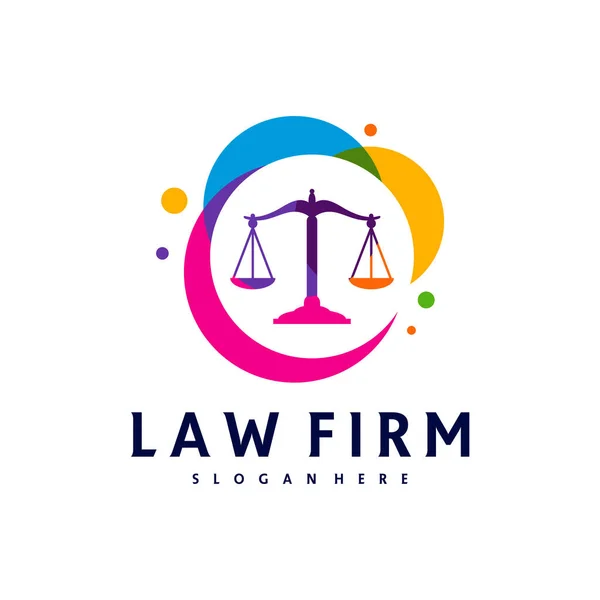 Kleurrijke Justitie Logo Vector Template Creative Law Firm Logo Ontwerp — Stockvector