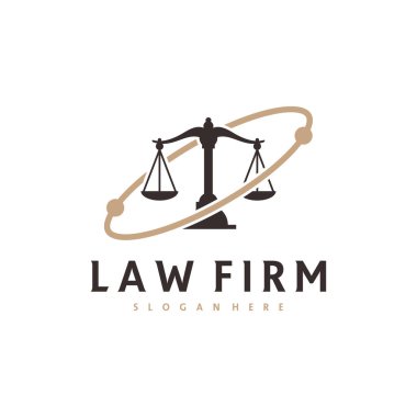 Adalet Gezegeni logo vektör şablonu, Yaratıcı Hukuk Firması logo tasarımı kavramları