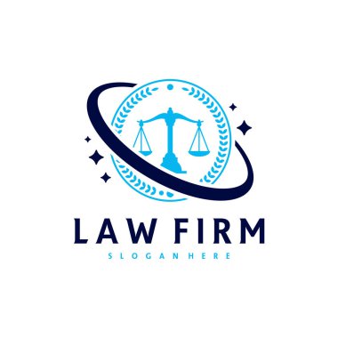 Adalet Gezegeni logo vektör şablonu, Yaratıcı Hukuk Firması logo tasarımı kavramları