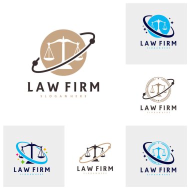 Planet Justice logo vektör şablonu, Creative Law firmasının logo tasarım kavramları