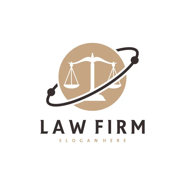 Planet Justice Logo Vector Template Creative Law Firm Logo Ontwerp — Stockvector