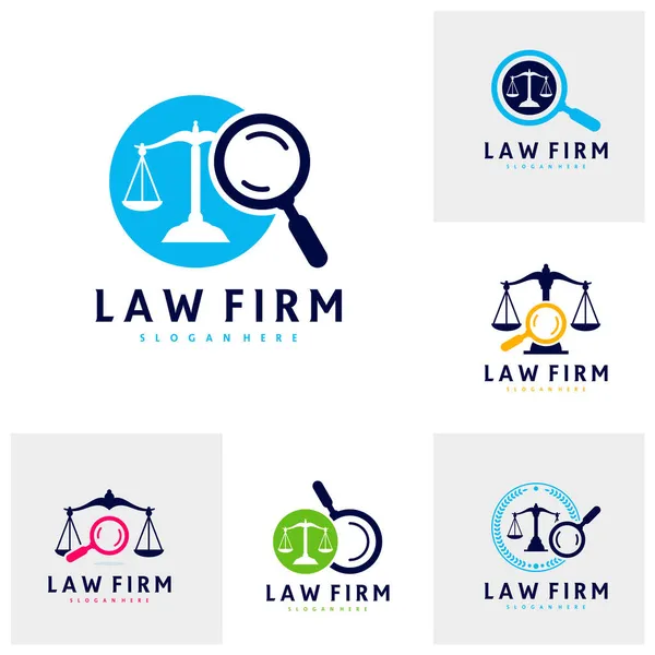 Conjunto Find Justice Logo Vector Template Creative Law Firm Logo — Vetor de Stock