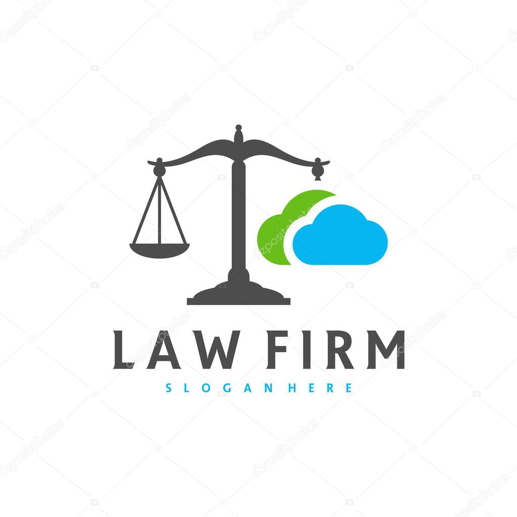 Cloud Justice logo vector template, Creative Law Firm logo design concepts