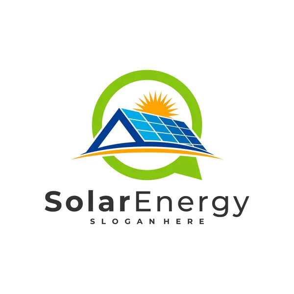 Solar Chat Vector Template Creative Sun Energy Logo Design Concepts — 스톡 벡터