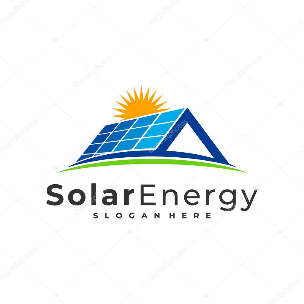 Solar house logo vector template, Creative Sun energy logo design concepts