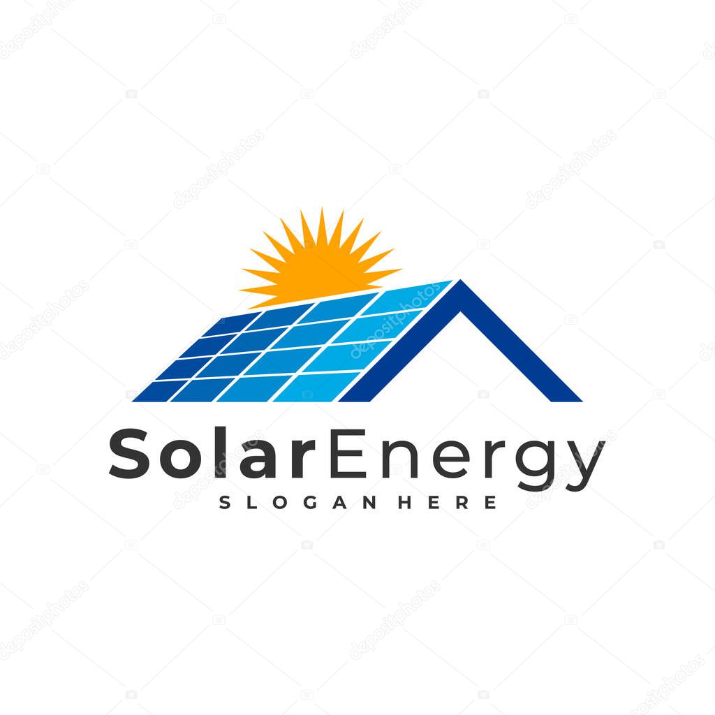 Solar house logo vector template, Creative Sun energy logo design concepts
