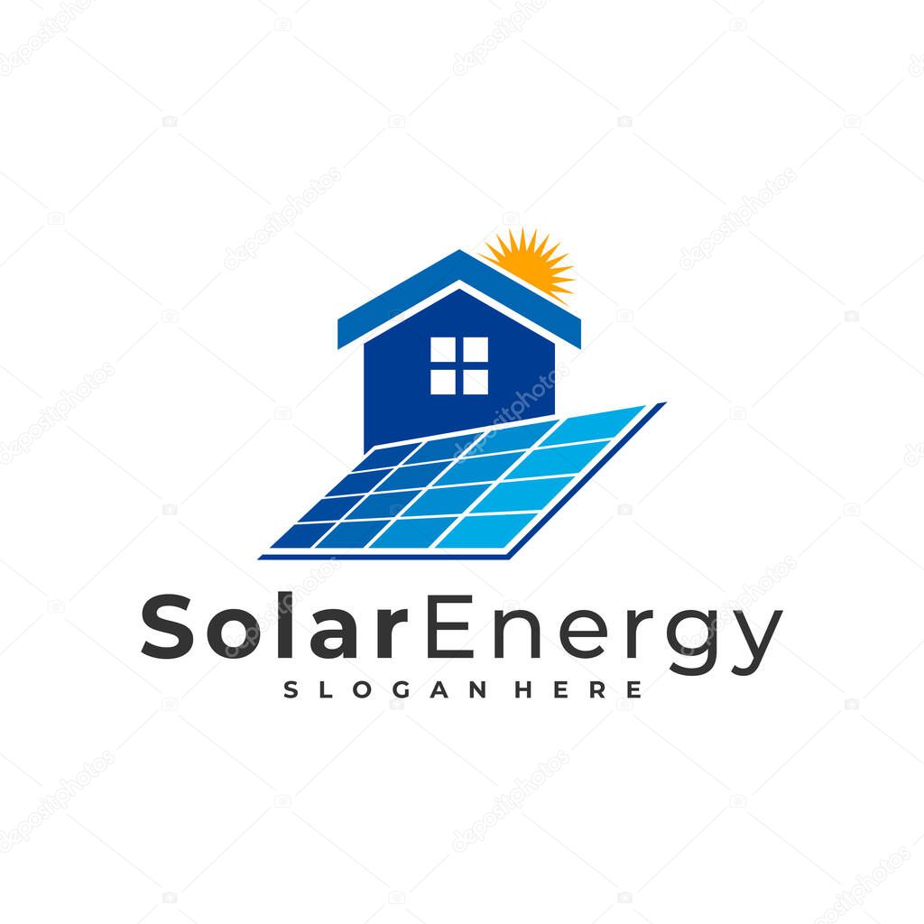 Solar house logo vector template, Creative Sun energy logo design concepts