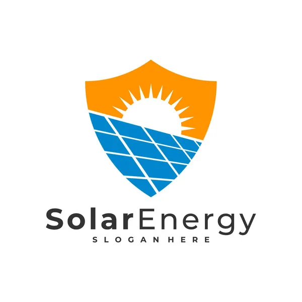 Shield Solar Logo Vector Template Creative Sun Energy Logo Design — Stock Vector