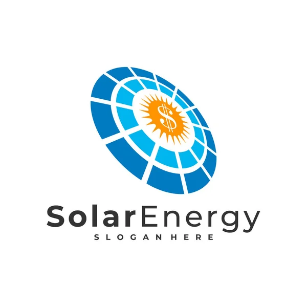 Modèle Vectoriel Logo Solaire Argent Concepts Créatifs Conception Logo Énergie — Image vectorielle