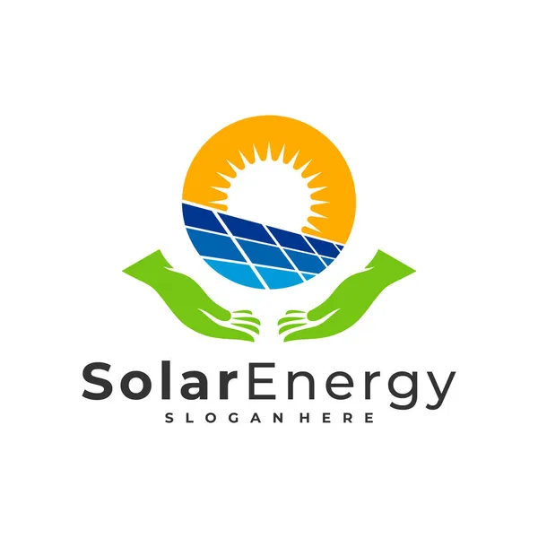 Modelo Vetor Logotipo Cuidado Solar Conceitos Design Logotipo Energia Painel —  Vetores de Stock