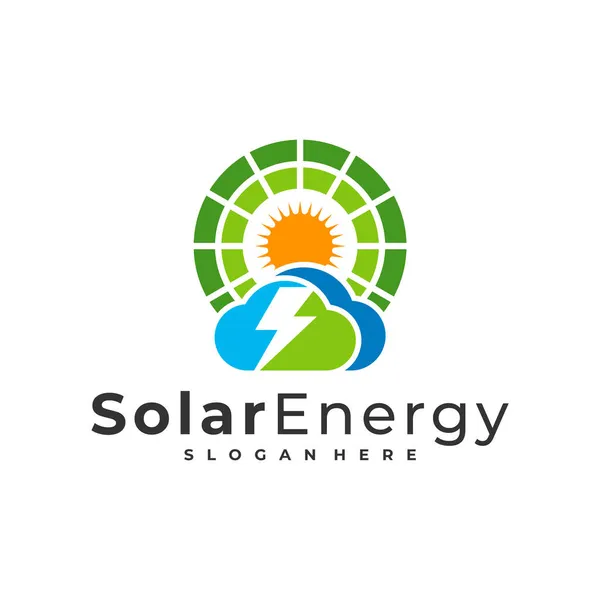 Moln Solar Logo Vektor Mall Creative Solar Panel Energi Logotyp — Stock vektor