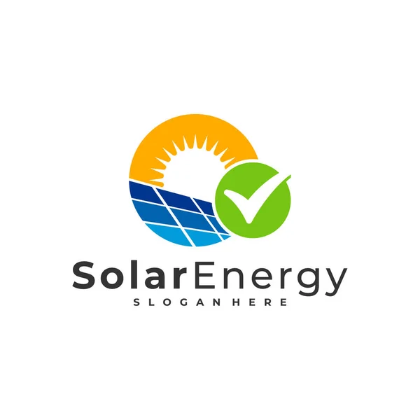 Kontrollera Solar Logo Vektor Mall Creative Solar Panel Energi Logotyp — Stock vektor