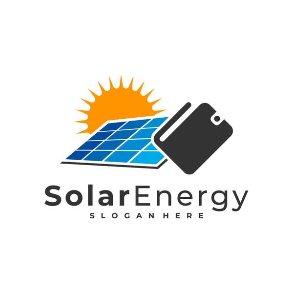 Plånböcker Solar Logo Vektor Mall Creative Solar Panel Energi Logotyp — Stock vektor