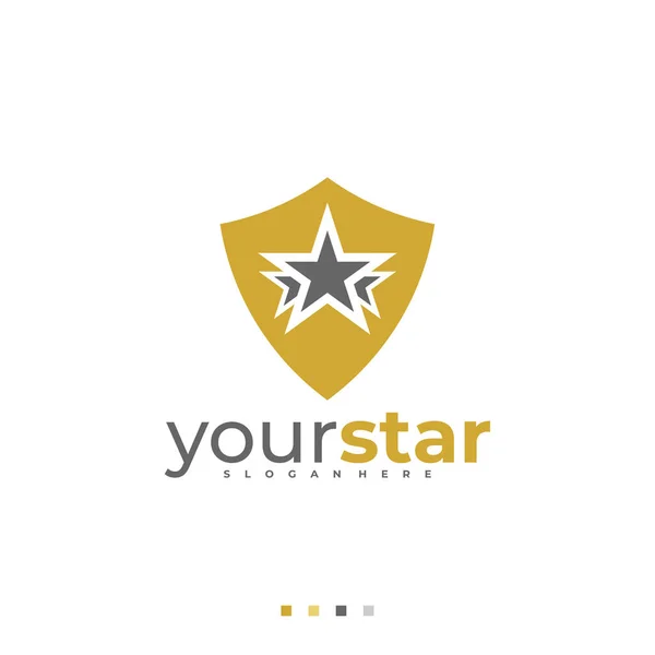 Modelo Vetor Logotipo Estrela Escudo Conceitos Design Logotipo Creative Star —  Vetores de Stock
