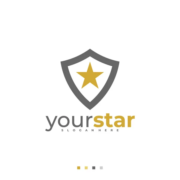 Modelo Vetor Logotipo Estrela Escudo Conceitos Design Logotipo Creative Star —  Vetores de Stock