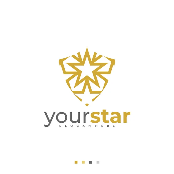 Modelo Vetor Logotipo Estrela Escudo Conceitos Design Logotipo Creative Star —  Vetores de Stock