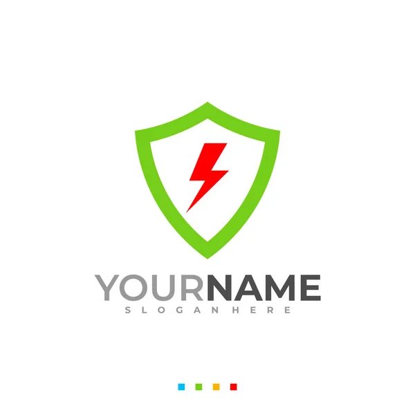 Concetto Logo Sicurezza Elettrica Flash Thunderbolt Shield Vector Logo Design — Vettoriale Stock