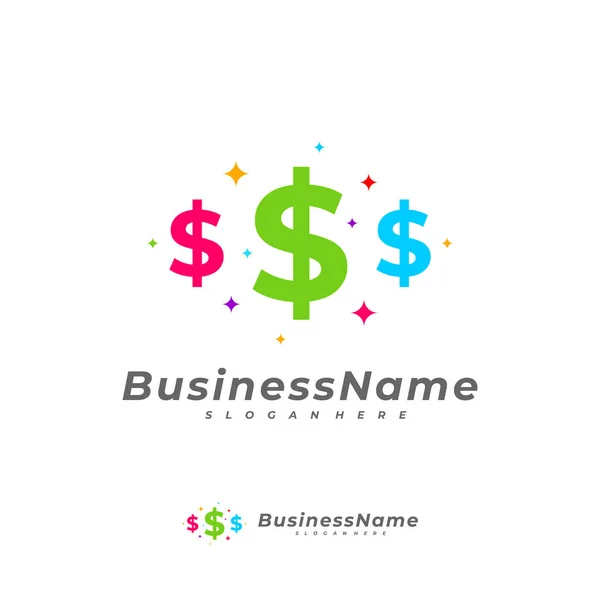 Πολύχρωμο Money Λογότυπο Διάνυσμα Πρότυπο Creative Money Σχεδιασμό Έννοιες — Διανυσματικό Αρχείο