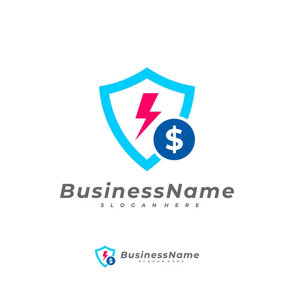 Thunder Money Logo Vektorvorlage Konzepte Für Kreatives Geld Logo Design — Stockvektor