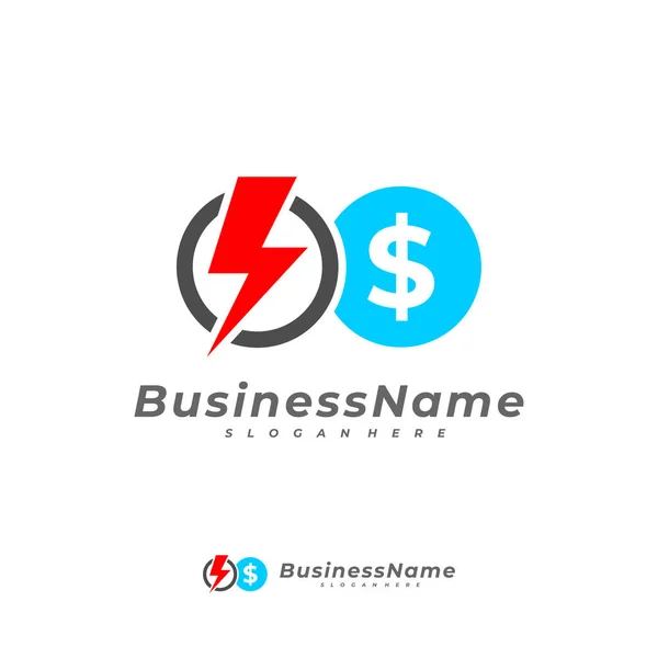 Векторный Шаблон Логотипа Thunder Money Концепция Логотипа Creative Money — стоковый вектор
