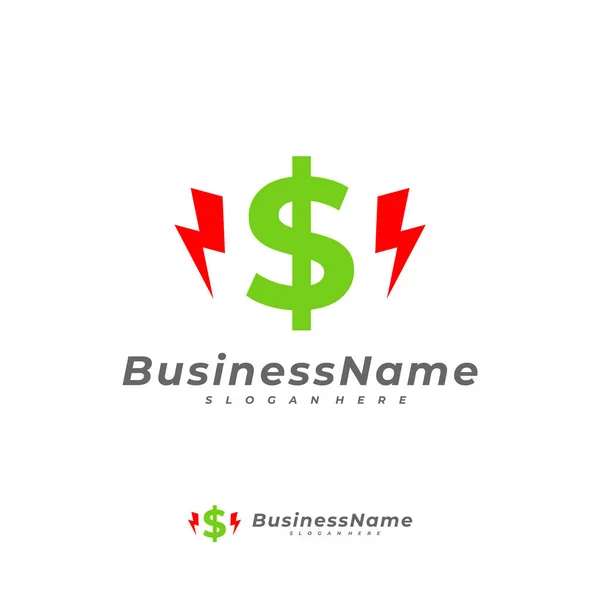 Векторный Шаблон Логотипа Thunder Money Концепция Логотипа Creative Money — стоковый вектор