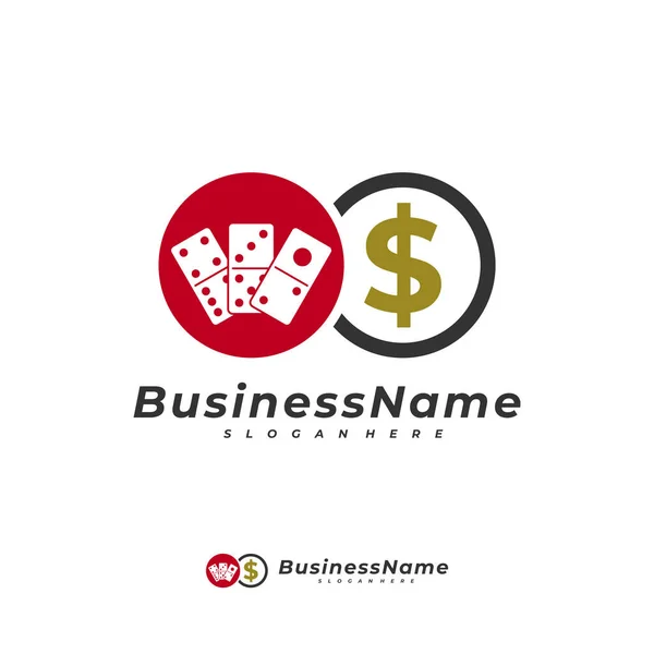 Domino Card Con Modello Vettoriale Logo Money Concetti Design Del — Vettoriale Stock