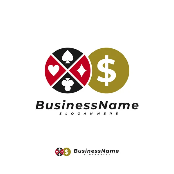 Modello Vettoriale Del Logo Poker Money Concetti Design Del Logo — Vettoriale Stock