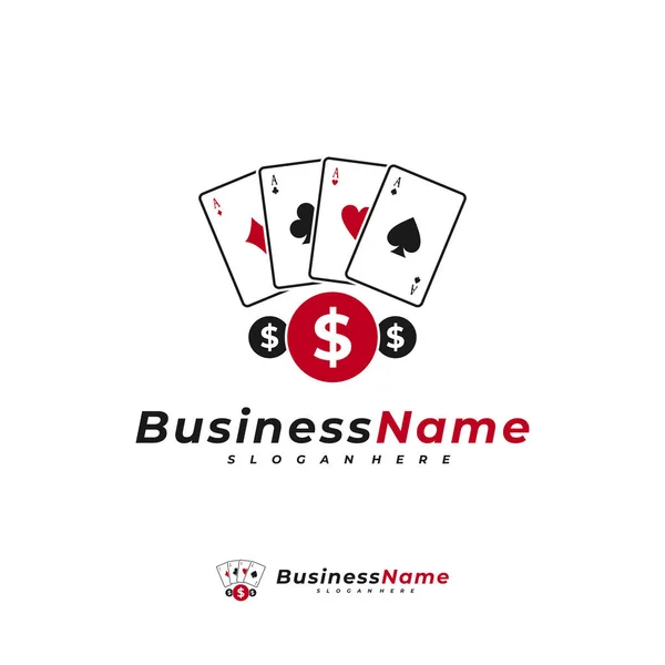 Modelo Vetor Logotipo Dinheiro Poker Conceitos Design Logotipo Dinheiro Criativo — Vetor de Stock