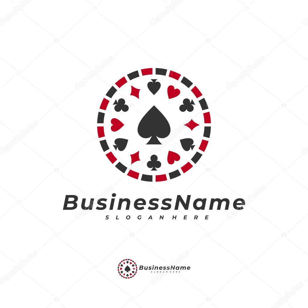 Poker card logo vector template, Creative Gambling logo design concept