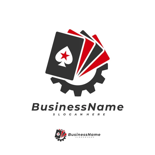 Poker Gear Logo Vektör Şablonu Yaratıcı Kumar Logosu Tasarım Konsepti — Stok Vektör