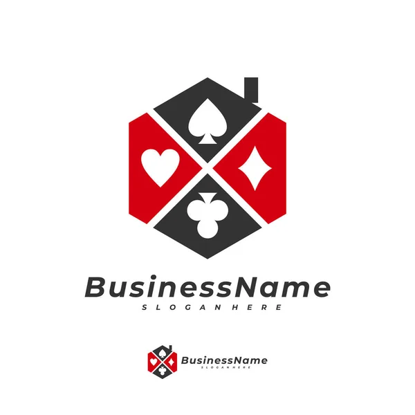 Poker House Logo Vector Template Creative Gambling Logo Design Concept — стоковый вектор