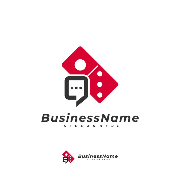 Domino Chat Logo Vektorvorlage Kreative Domino Logo Designkonzepte — Stockvektor