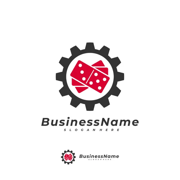 Domino Gear Logo Vektör Şablonu Yaratıcı Domino Logo Tasarım Kavramları — Stok Vektör