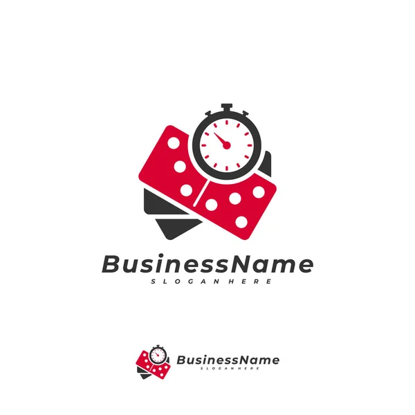 Domino Time Logo Vektor Mall Creative Domino Logo Design Koncept — Stock vektor