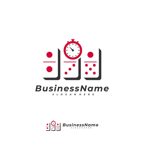 Domino Zamanı Logo Vektör Şablonu Yaratıcı Domino Logo Tasarım Kavramları — Stok Vektör