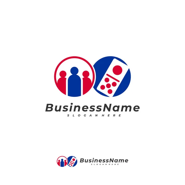 Domino People Logo Vektorvorlage Creative Domino Logo Designkonzepte — Stockvektor