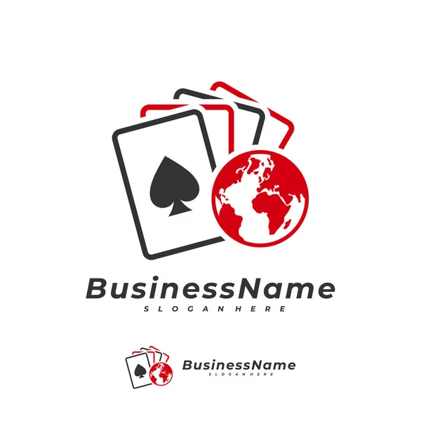 Poker World Logo Vector Template Creative Domino Logo Design Concepts — стоковый вектор