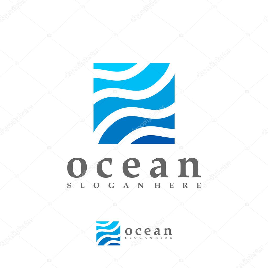 Ocean Wave logo vector template, Creative Water Wave logo design concepts