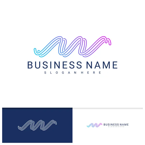 Initiale Mit Wave Logo Vektorvorlage Kreative Logo Designkonzepte — Stockvektor
