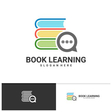 Sohbet Kitabı logo vektör şablonu, Yaratıcı Kitap logo tasarım kavramları