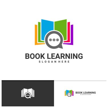 Sohbet Kitabı logo vektör şablonu, Yaratıcı Kitap logo tasarım kavramları