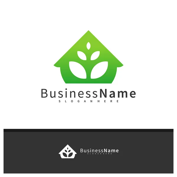 Nature House Logo Design Vector Template Leaf House Logo Concepts — Stock Vector