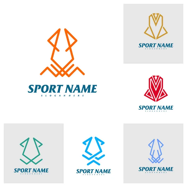 Набір Простих Шаблонів Дизайну Логотипу Squid Ілюстрація Концепцій Логотипу Squid — стоковий вектор
