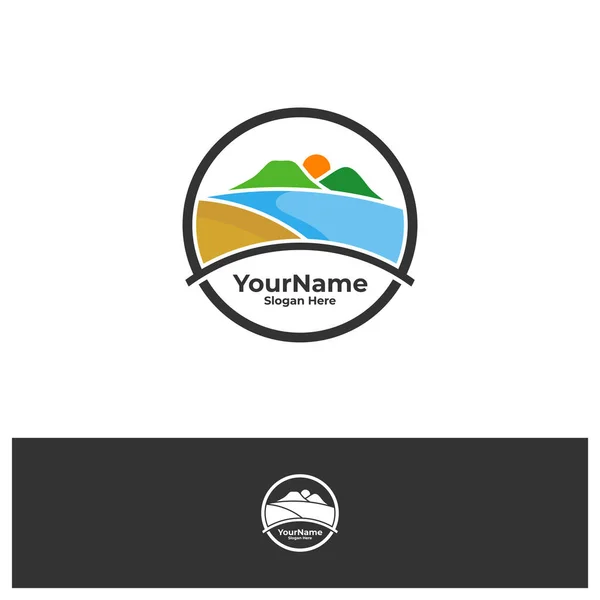 Mountain Sea View Logo Design Vector Template Mountain Sea Logo — Vector de stock