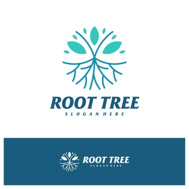 Ağaç Kökü logosu tasarım vektör şablonu, Ağaç logosu resimleme kavramları.
