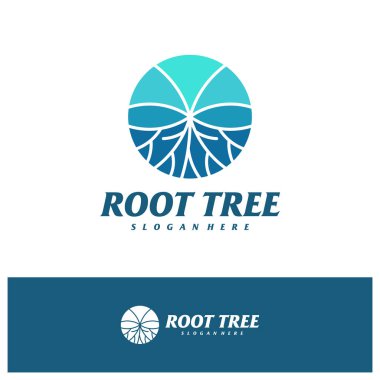 Ağaç Kökü logosu tasarım vektör şablonu, Ağaç logosu resimleme kavramları.