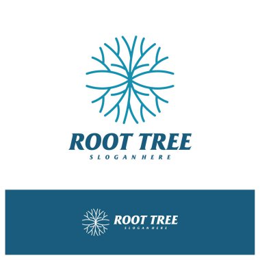 Ağaç Kökü logosu tasarım vektör şablonu, Ağaç logosu resimleme kavramları.
