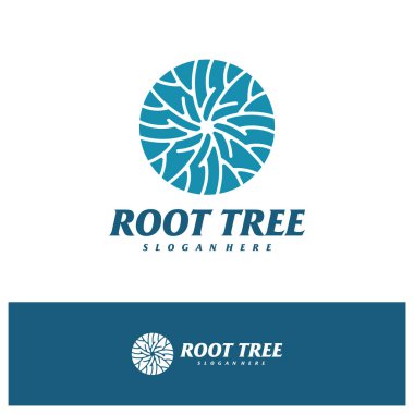 Ağaç Kökü logosu tasarım vektör şablonu, Ağaç logosu resimleme kavramları.