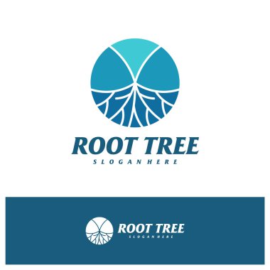 Ağaç Kökü logosu tasarım vektör şablonu, Ağaç logosu resimleme kavramları.