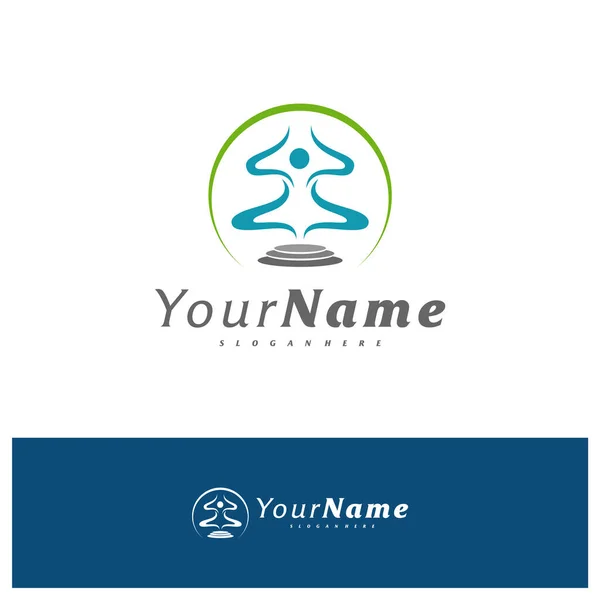 Yoga Logo Design Vektorvorlage Meditation Logo Konzepte Illustration — Stockvektor